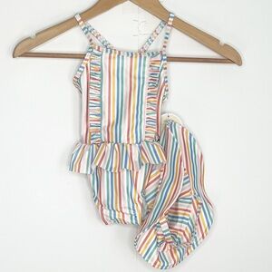 First Impression Girls One Piece Swimsuit and Hat Size 24 Months